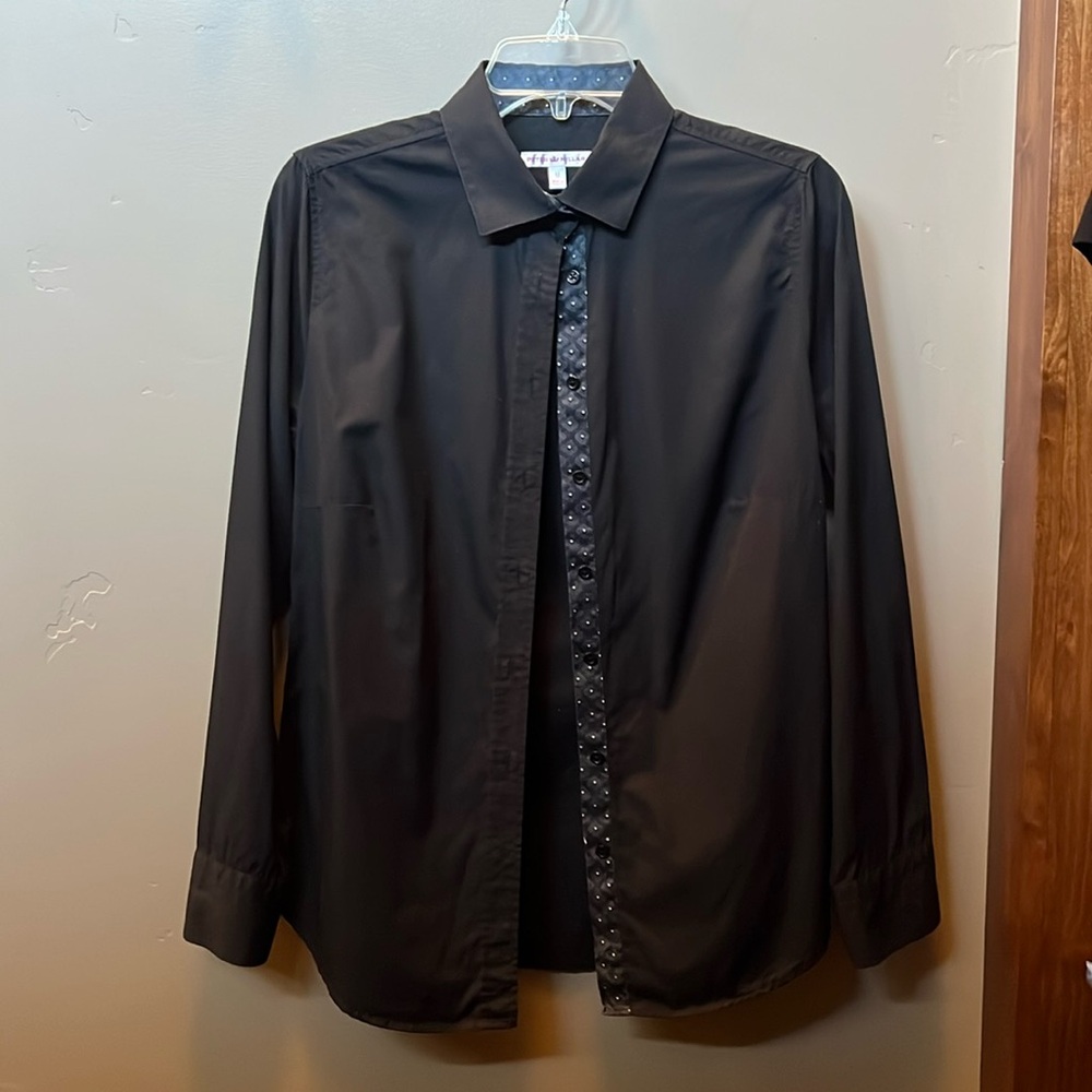 Women’s long sleeve black Peter Millar 100% cotton blouse size M